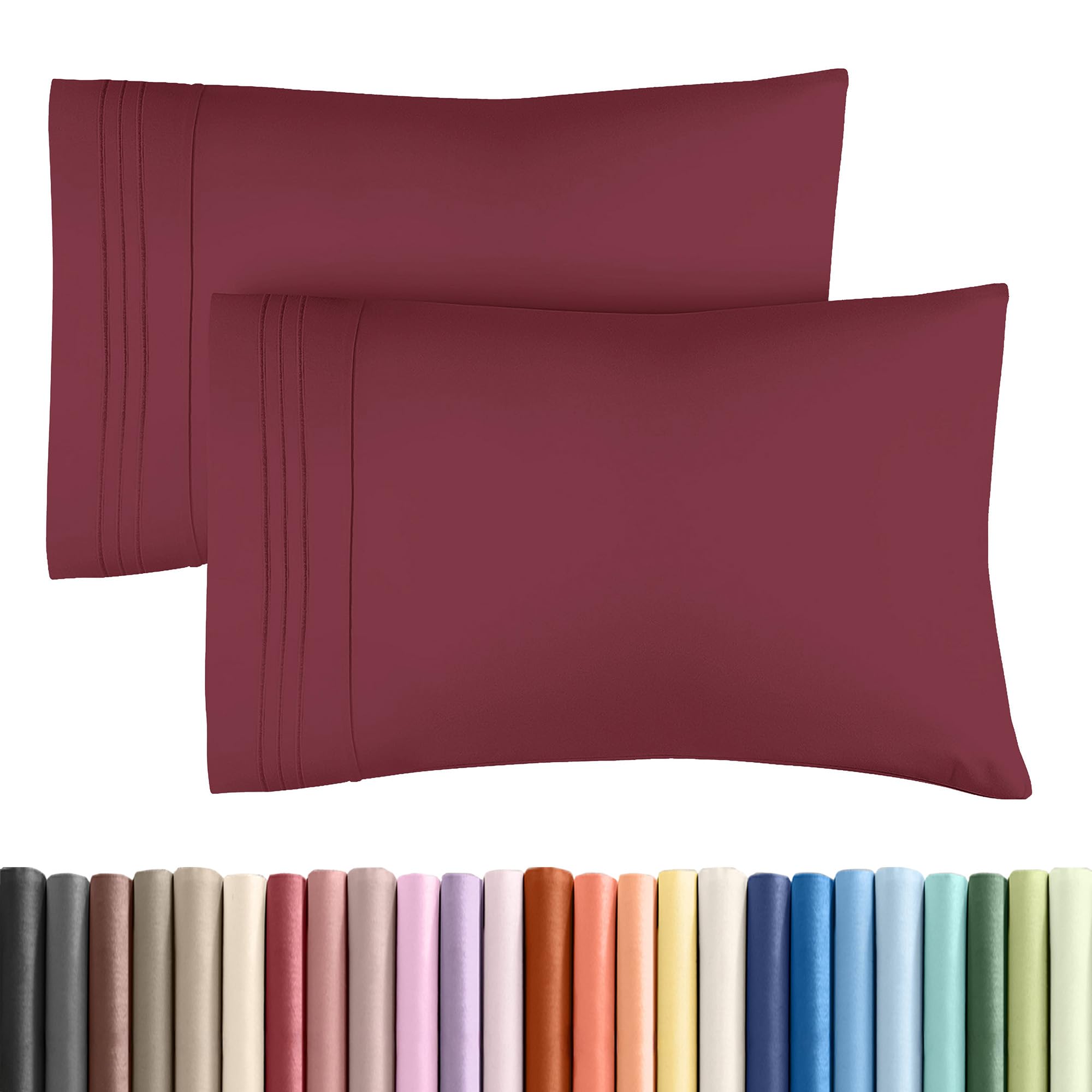 CGK Unlimited Queen Size Pillow Cases Set of 2, 20x26 & 20x30 Pillows for Sleepi