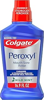 Colgate Peroxyl Antiseptic Mouth Sore Rinse, Alcohol Free, Mint, 16.9 fl oz | 1.5% Hydrogen Peroxide Oral Rinse, Cleanses and Promotes Healing of Minor Oral Wounds, Canker Sores, Burns, and Irritations