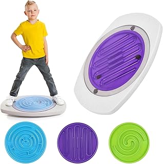 Maze Balance Board for Kids, 3 Replaceable Labyrinth Boards 140lbs Capacity - Sensory Integration & Proprioceptive Training Wobble Board for Therapy/Ski/Surf Prep