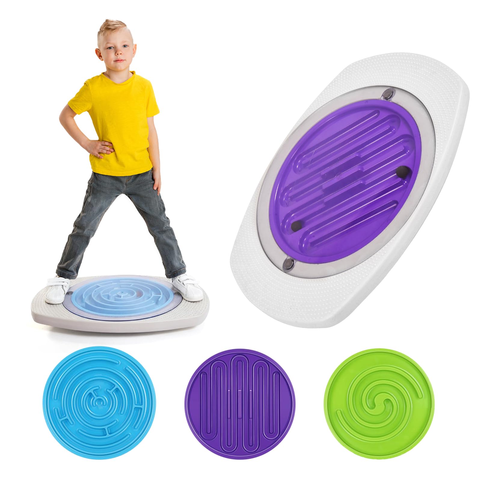 Maze Balance Board for Kids, 3 Replaceable Labyrinth Boards 140lbs Capacity - Se