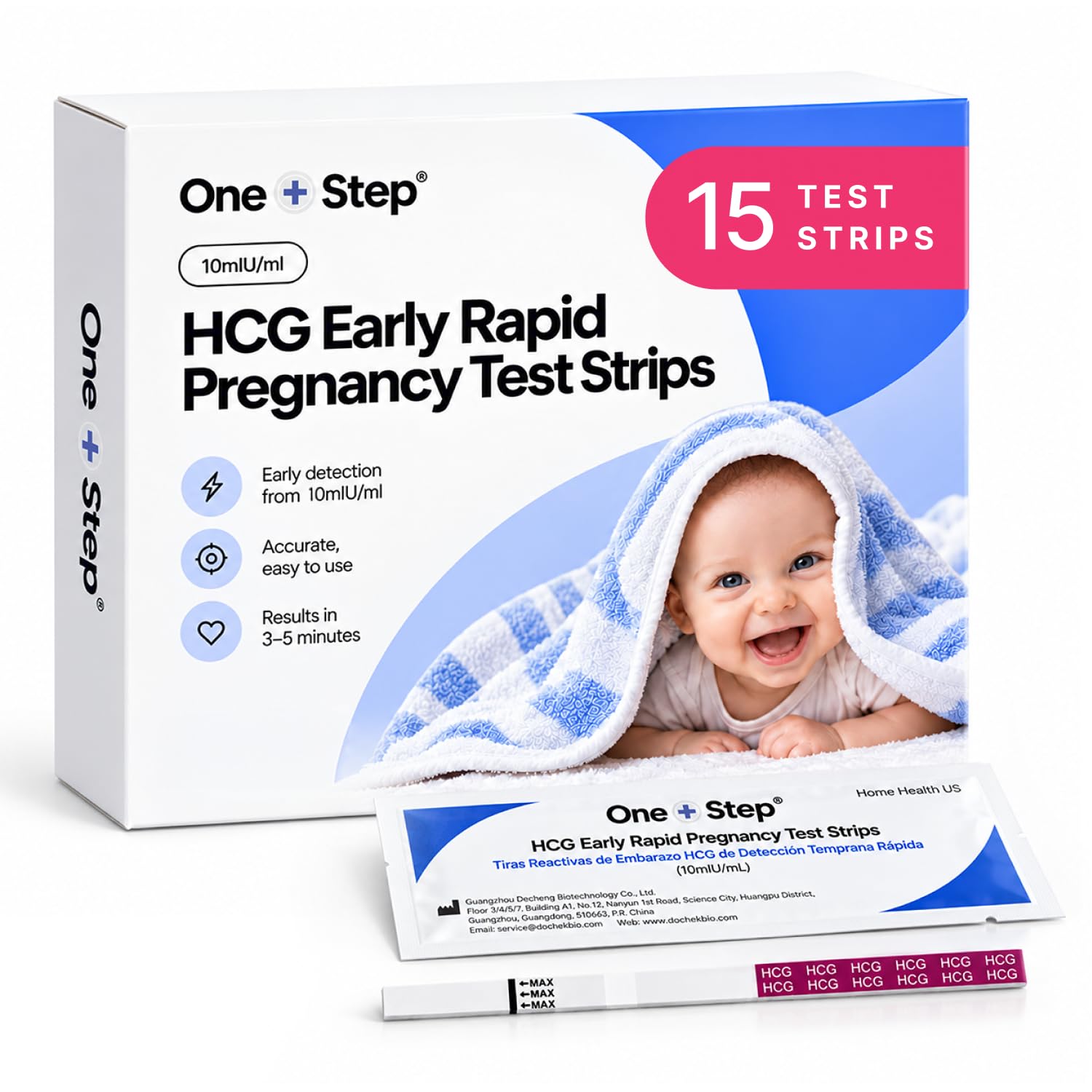 One Step 15 Pregnancy Test Strips, Detect 6 Days Before Expected Period | 99.8% 