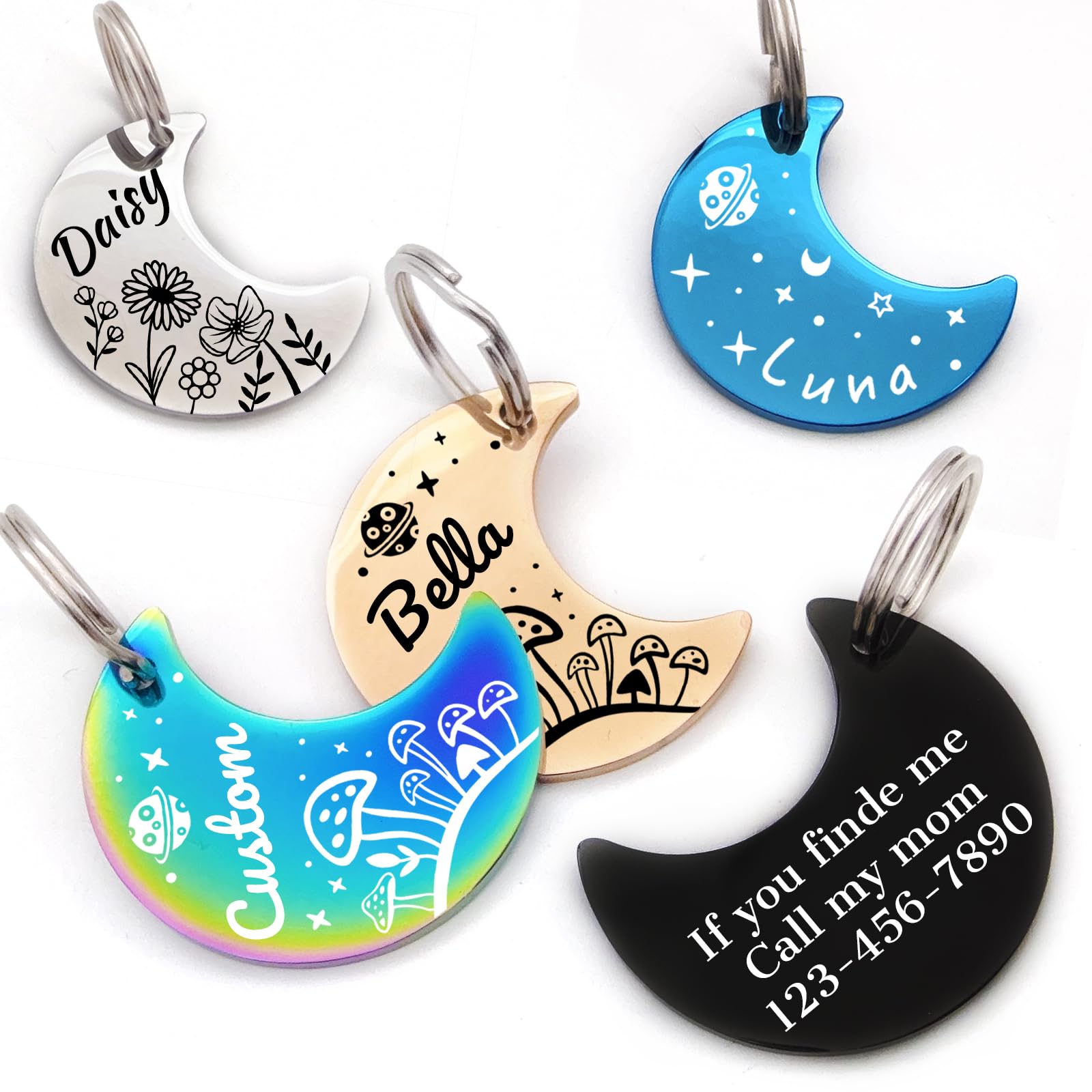 Personalized Dog Tags and Cat Tags, Stainless Steel Pet ID Tags, Collar Charm En