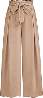 PRETTYGARDEN Women Work Trousers Wide Leg Casual High Waist Loose Palazzo Trousers Summer Wear