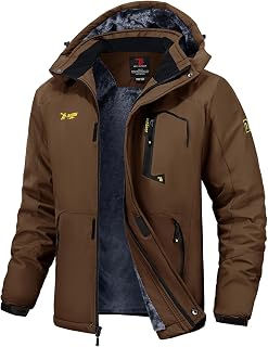 TBMPOY Giacche da sci invernali impermeabili da uomo in pile spesso foderato con cappuccio Utility freddo caldo lavoro all'aperto ghiaccio