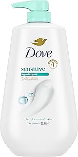 Dove Sensitive Skin Body Wash, 24hr Lotion-Soft Skin, 30.6 oz | Dove Sensitive Skin Body Wash soothes dry, sensitive skin with 24-hour hydration and a hypoallergenic formula.