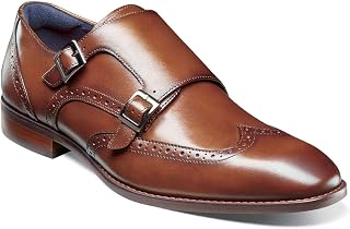 STACY ADAMS Karson Wingtip Double Monk Strap, Cognac, 12