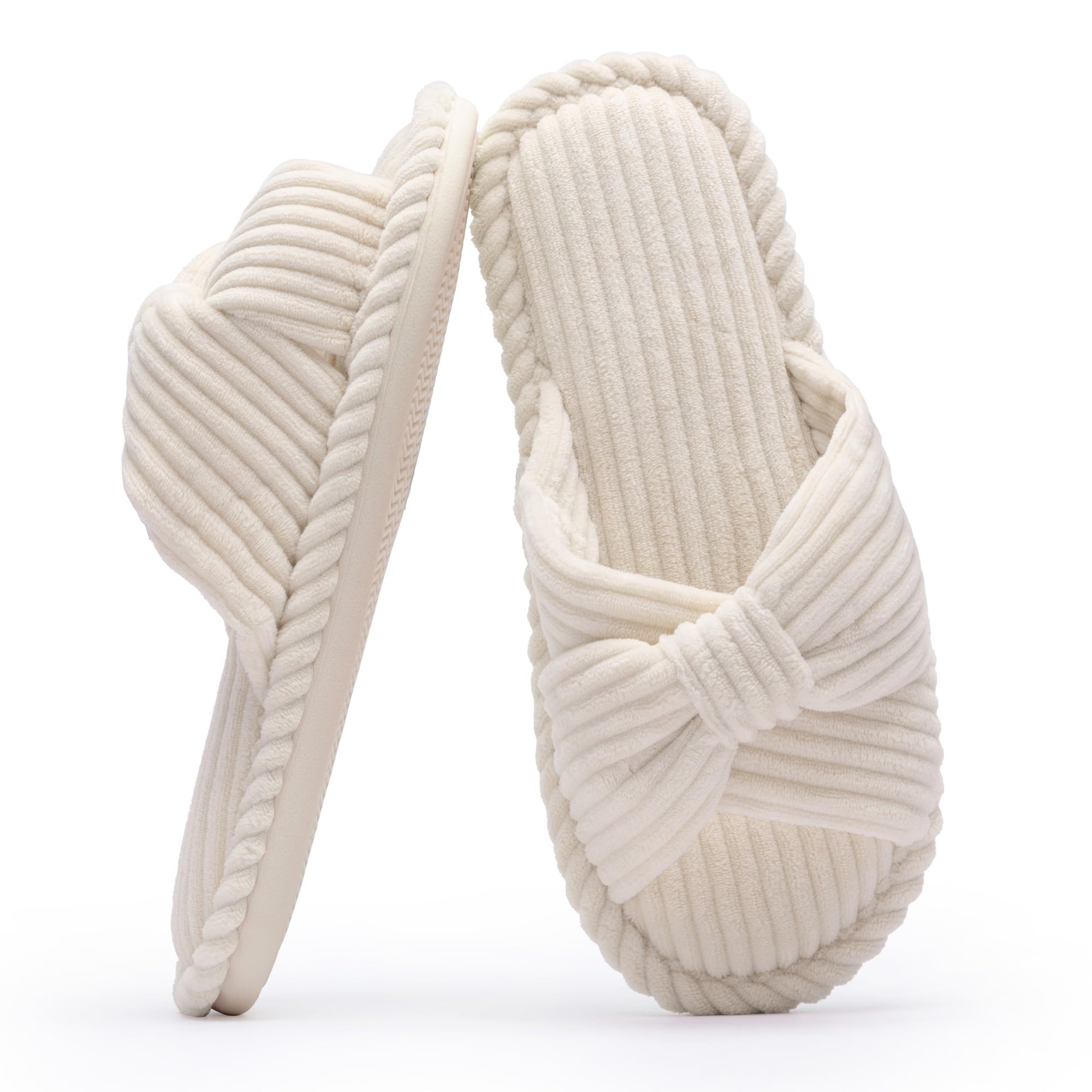 Chantomoo Women's Memory Foam Slippers for Home Bedroom Bathroom Spa Wedding Tra