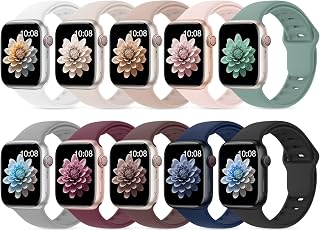10 Pack Silicone Sport Bands Compatible with Apple Watch Band Women Men | 38mm 40mm 41mm 42mm 44mm 45mm 46mm 49mm Soft Waterproof Wrist Band for iWatch Series 12 11 10 9 8 7 6 5 4 3 2 1 SE Ultra