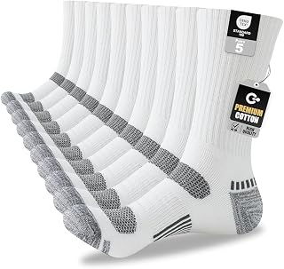 Cirorld Mens Socks, 5 Pairs, Full Cushion Cotton Crew Work Socks | Moisture-Wicking 78.6% Cotton Blend With Reinforced Heel And Toe; Made For Work Boots, Hiking, Walking, And Outdoor Wear.