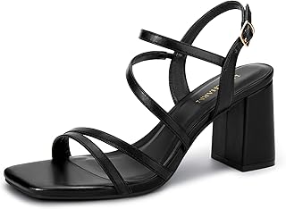 Women's Strappy Chunky Block Heels Square Open Toe Sandals