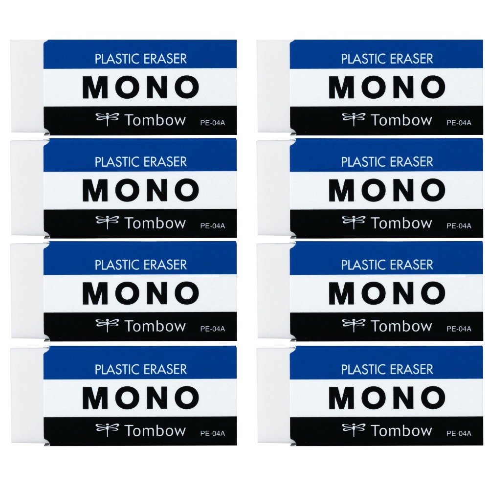トンボ鉛筆 MONO 消しゴム PE04 小学生から (低学年にもピッタリのスタンダードサイズ) 8個 JCA-811AZ