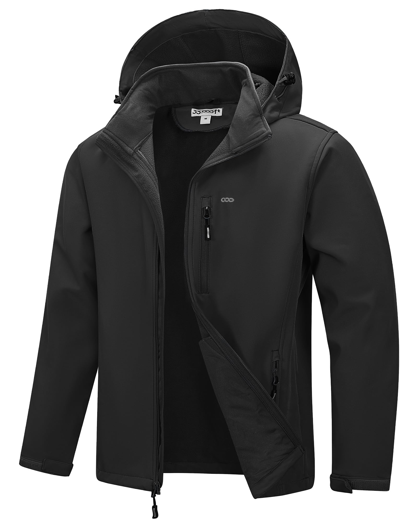 33,000ft Men's Hooded Softshell Jacket Waterproof Fleece Windbreaker Jacket