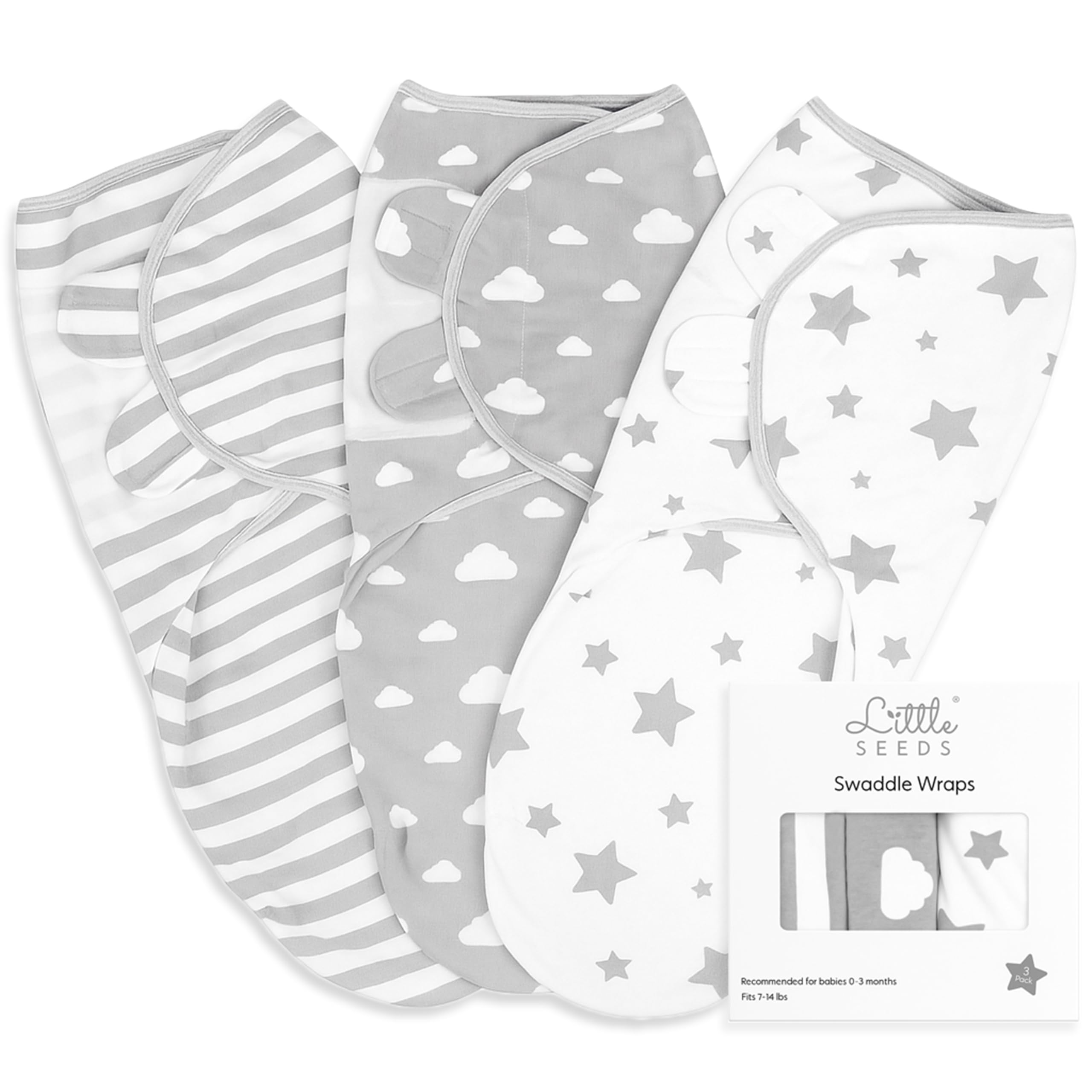 Little Seeds Swaddle Blanket 0-3 Months, 3-Pack Organic Cotton Baby Swaddles - S