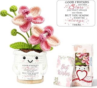 Friend Gifts for Women Crochet Flowers Phalaenopsis Friendship Birthday Gifts for Best Friends Female Emotional Support Crochet Orchid Bestie Christmas Anniversary Graduation Gift Cute Room Decor