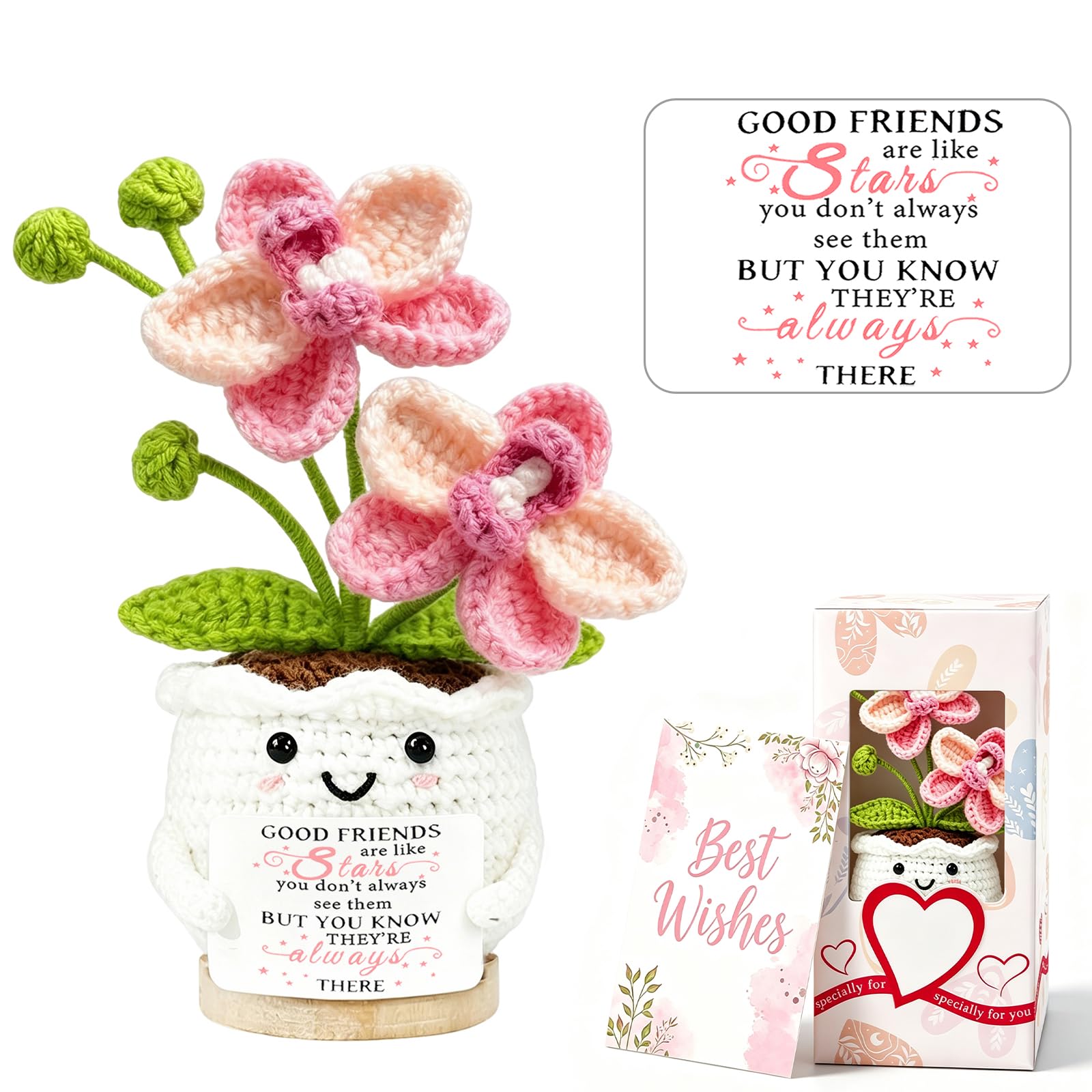 Friend Gifts for Women Crochet Flowers Phalaenopsis Friendship Birthday Gifts fo