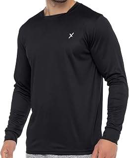 CFLEX - Maglietta sportiva a maniche lunghe, da uomo, Quickdry Piqué Nero L