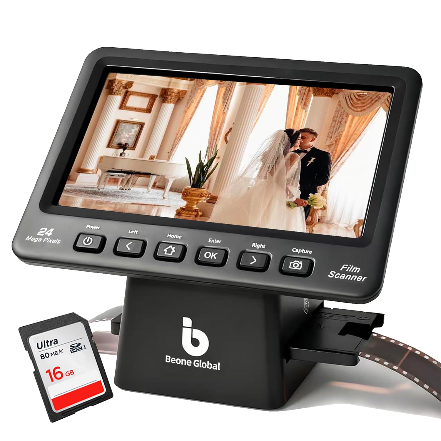 BEONEGLOBAL ClearScan P7 Film Scanner, 7” LCD 24MP Slide & Negative Scanner for 