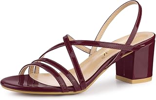 Allegra K Women Strappy Slingback Chunky Heels Block Heel Slide Sandals