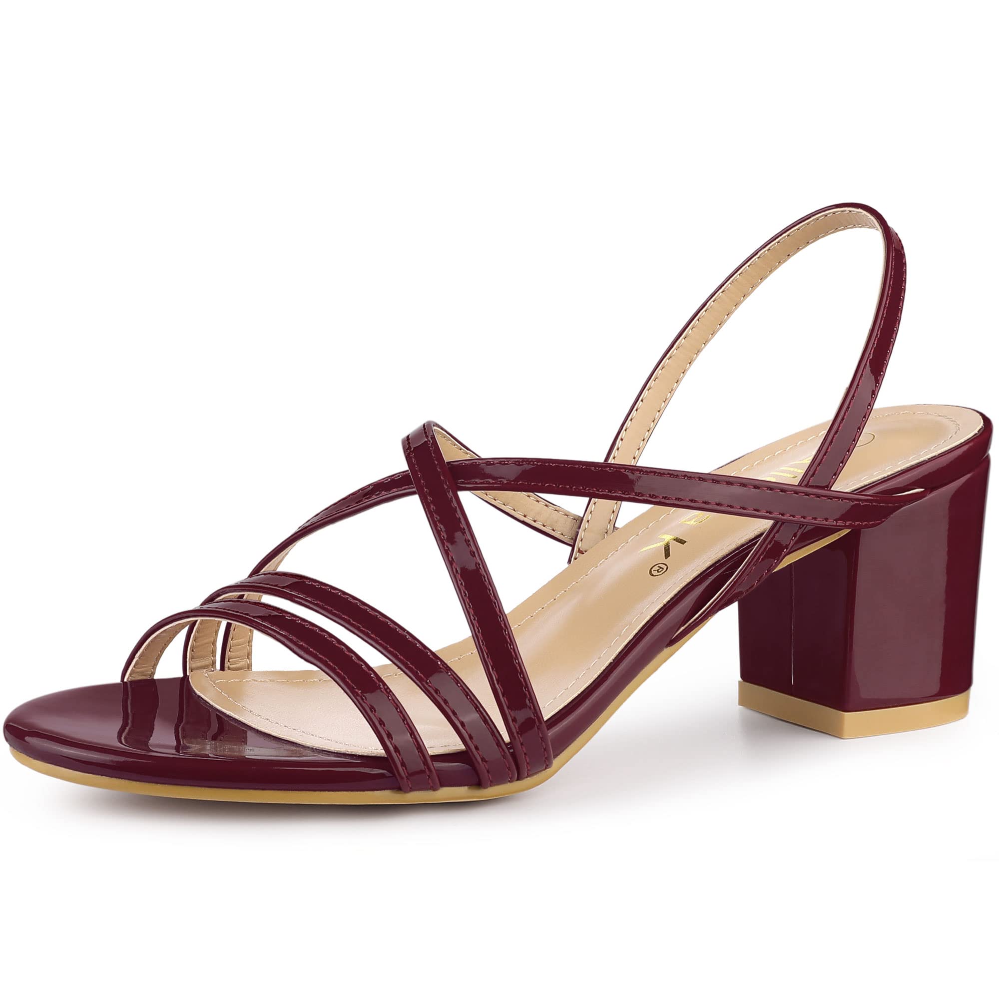 Allegra K Women Strappy Slingback Chunky Heels Block Heel Slide Sandals
