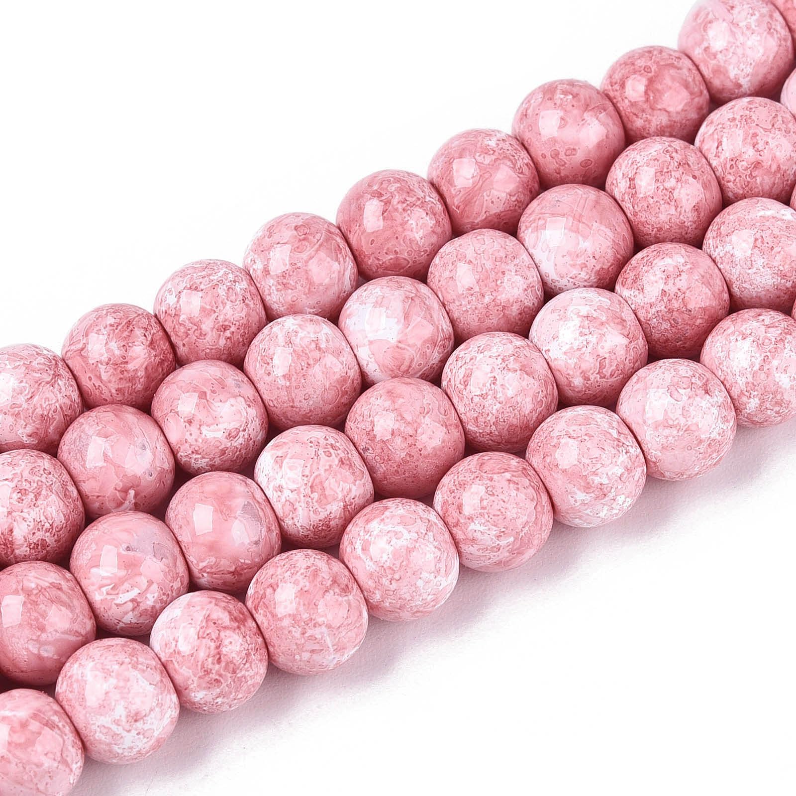 142pcs 6mm Faux Porcelain Round Spacer Loose Beads for DIY Bracelet Necklace Ear