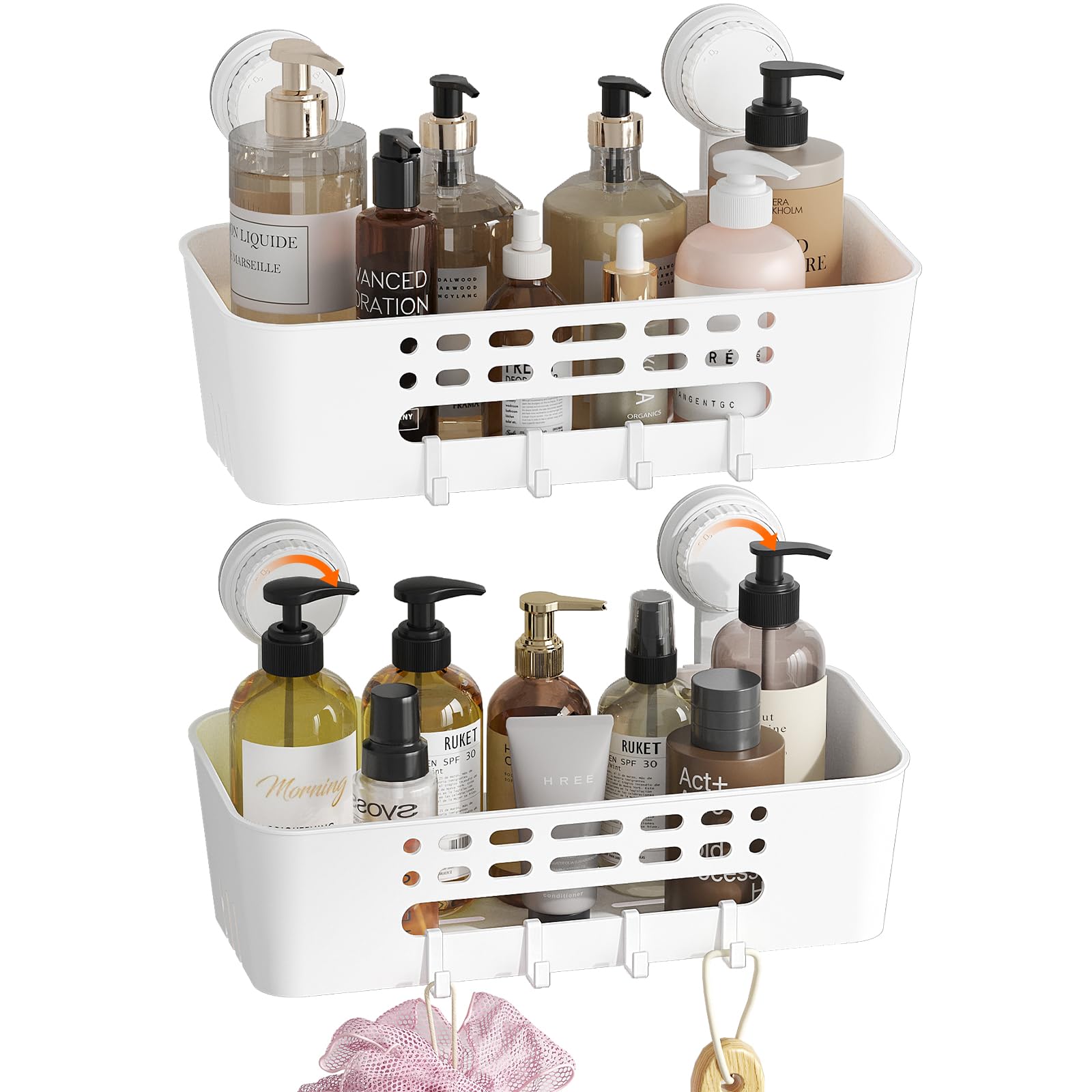 Lifewit Wall Mounted Suction Shower Basket, 31 cm Shower Shelf No Drilling, Remo