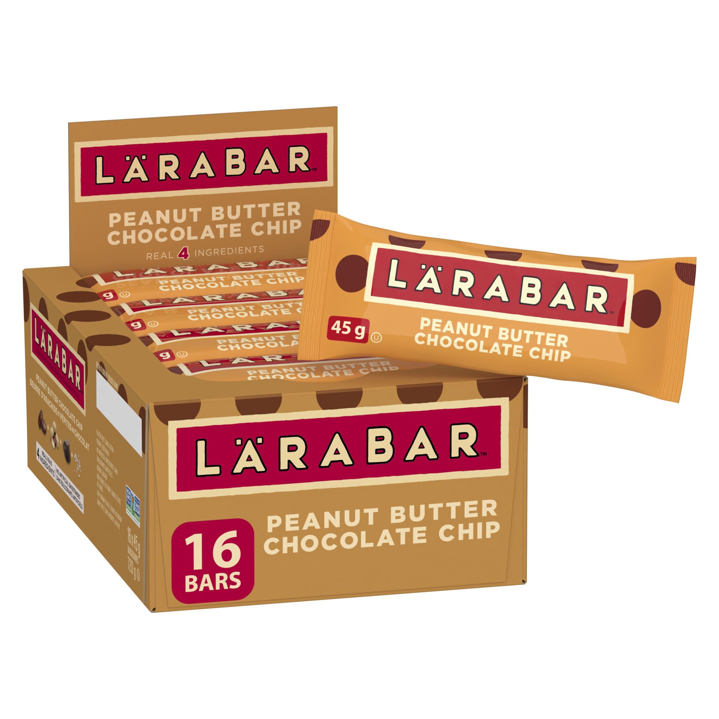 LÄRABAR Peanut Butter Chocolate Chip, Fruit and Nut Energy Bar, Pack of 16 Bars,