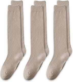 EPEIUS Girls Knee High Socks, Seamless Cotton School Uniform Socks 3-5 Pack