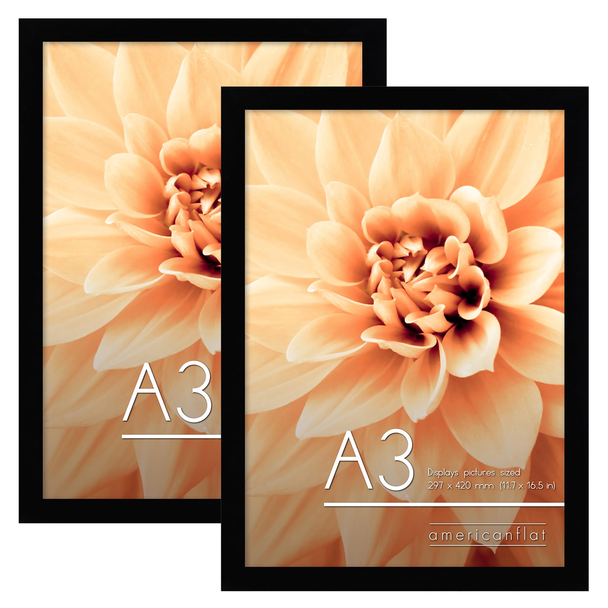 Americanflat A3 Picture Frame 2-Pack - Engineered Wood - Black