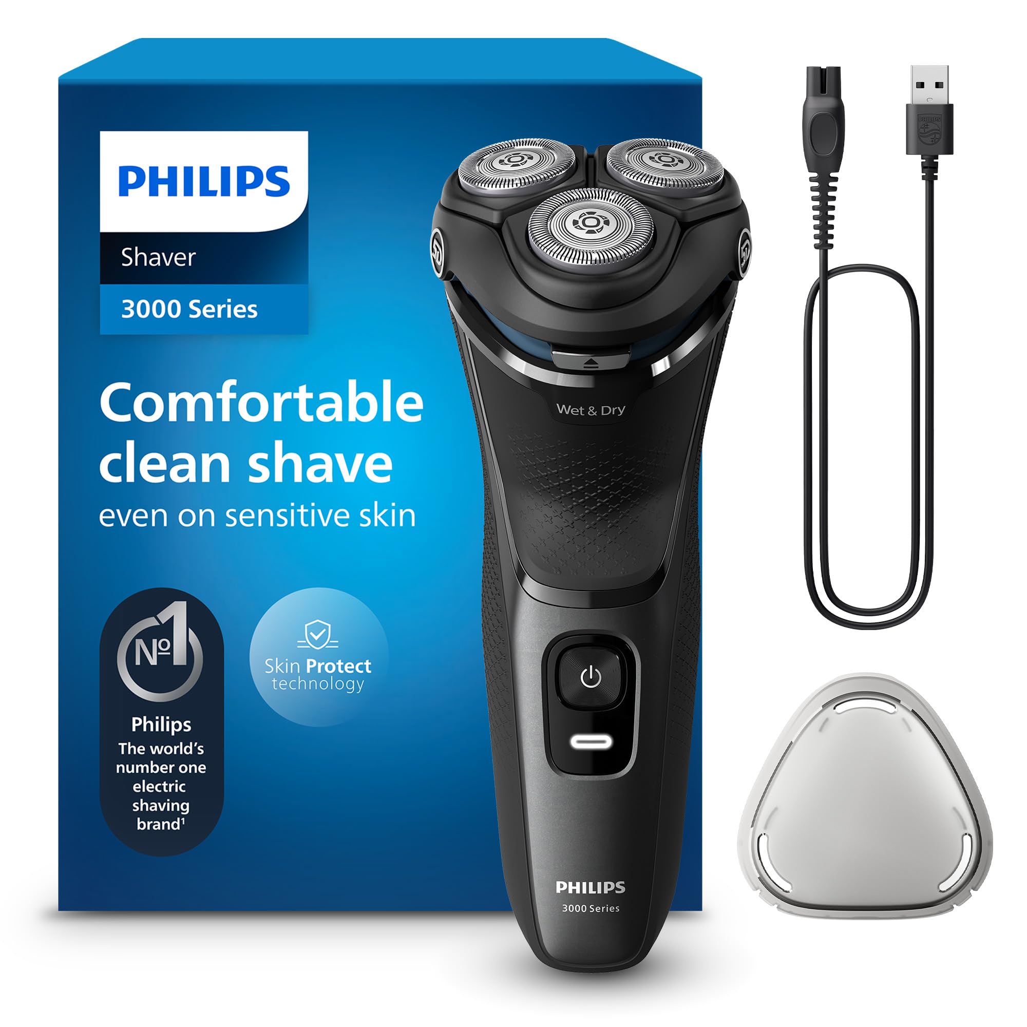 Philips rasoio elettrico serie 3000 - Rasoio elettrico Wet & Dry per uomo con te