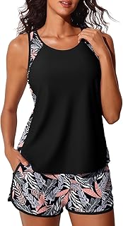 Summer Mae Blouson Women's Tankini Swimsuit Tummy Control Two Piece Swimsuit with Sports Pockets Swimsuit