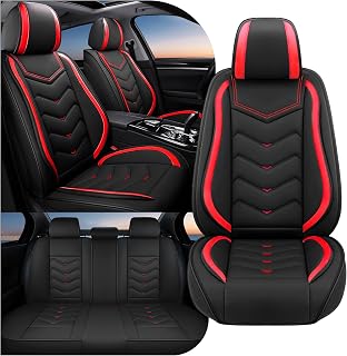 Car Seat Covers Fit for Honda 2000-2026, Stylish Sport Seat Covers, Waterproof Wear-Resistant Premium Nappa Leather Car Seat Covers.(Full Set/Black Red)