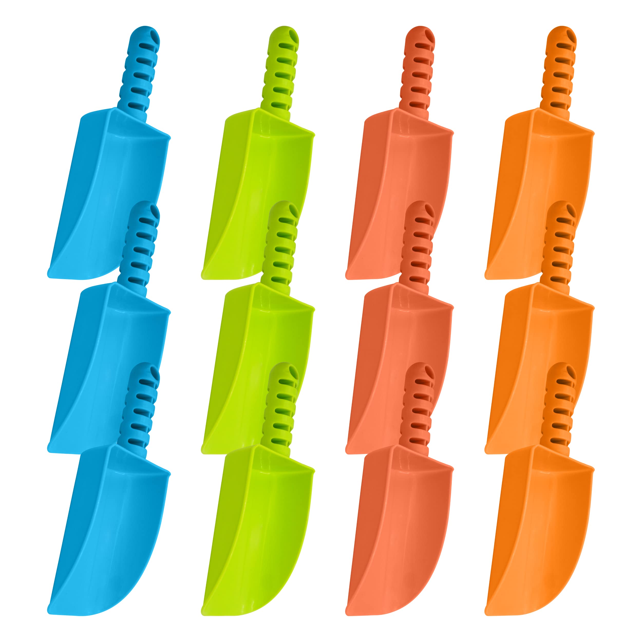 4E's Novelty 12 Pack Sand Shovel for Kids Bulk, Heavy Duty Plastic Beach Shovels