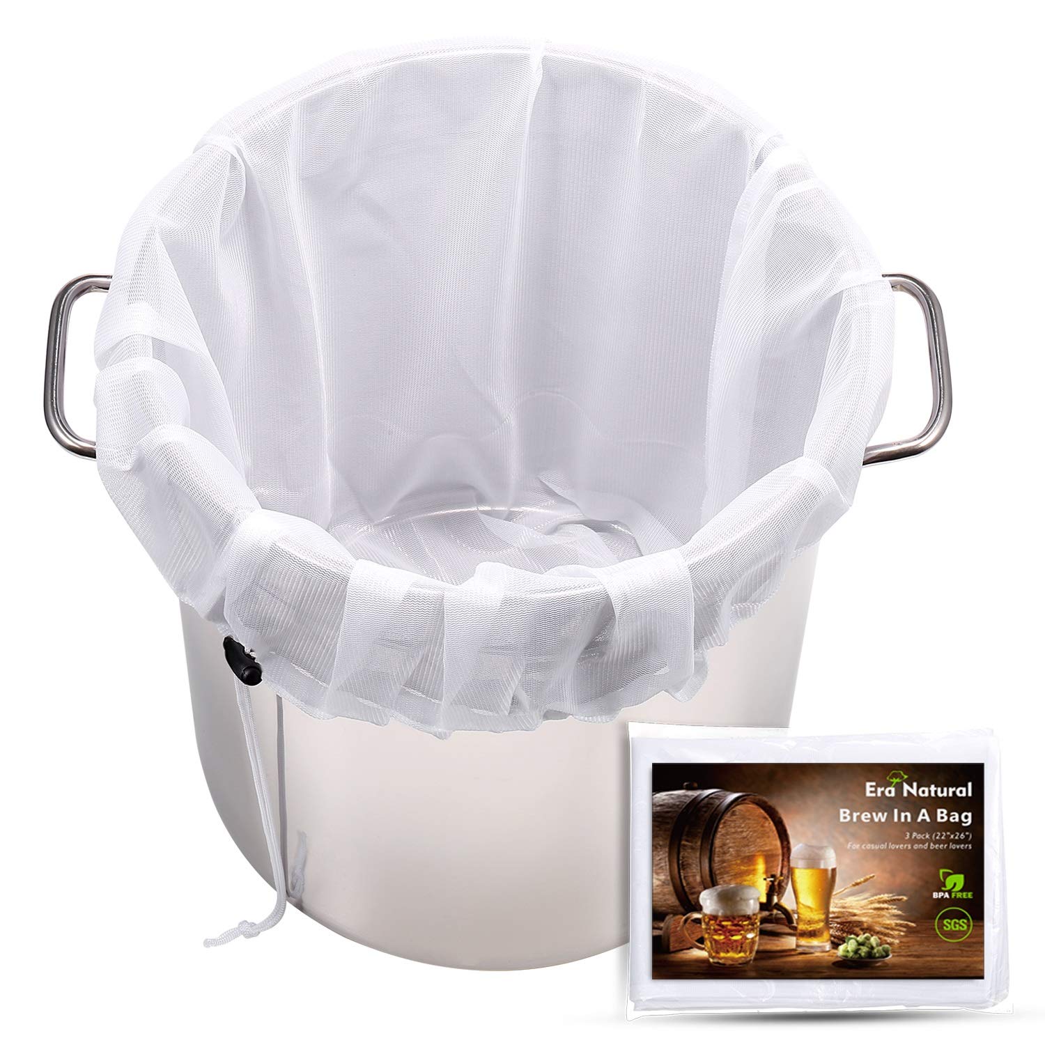 Brew Bags Reusable 3 Pack, Extra Large 26"x22" Fine Mesh Strainer Bag for Home B