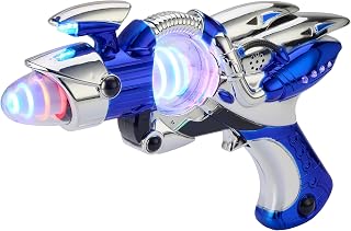 Blue Light-Up Noise Blaster - Alien Space Gun & Laser Ray Toy for Kids | Futuristic Sci-Fi Sound Effects; Birthday Party Favor and Novelty Prize; Fun Gift for Boys and Girls Ages 5 and Older