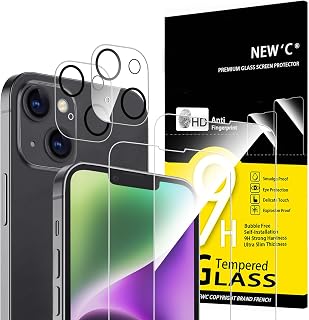 NEW'C Glass Film for iPhone 14 + Scratch Resistant Camera Protection