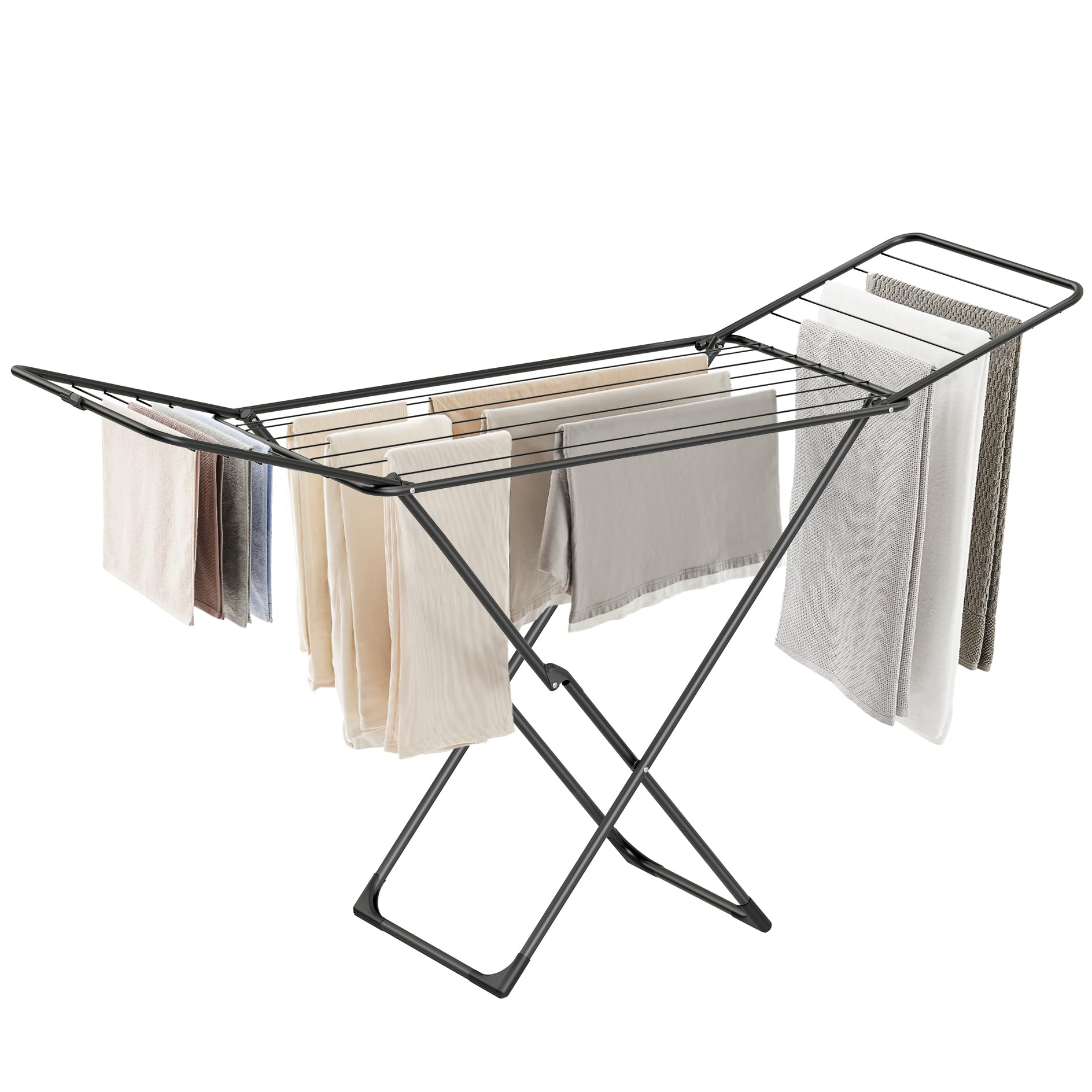 SONGMICS Clothes Drying Rack, Metal Laundry Drying Rack, Foldable, Space-Saving,