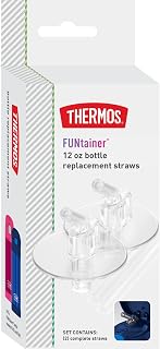 Thermos Replacement Straws for 12 Ounce Funtainer Bottle, Clear, 2 Count