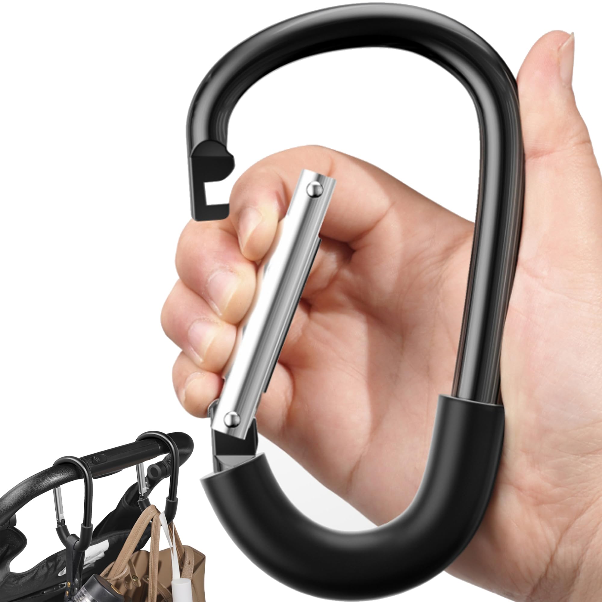 Buggy Clips for Pram, Large Aluminum Hooks for Bags, Secure Pushchair Use | Larg