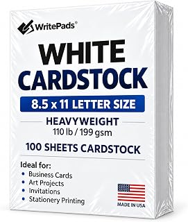 Cardstock 8.5 x 11”, 110LB Index/199GSM Heavyweight Card Stock, 100 Sheets, Thick Cardstock Printer Paper for Copy, Printing, Art Projects, Invitations, Made In USA