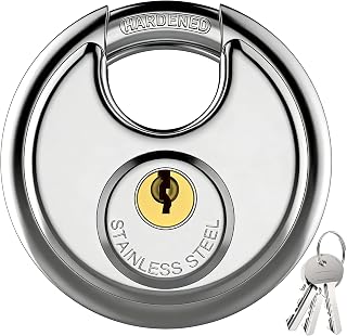 Puroma 1P Keyed Padlock 3 Keys Steel Outdoor Gate Storage Locker Lock 3/8" | For Gate Locker Storage Unit, Heavy-Duty, Outdoor use, Weather-resistant, High Security, Stainless steel, Against cut and pry