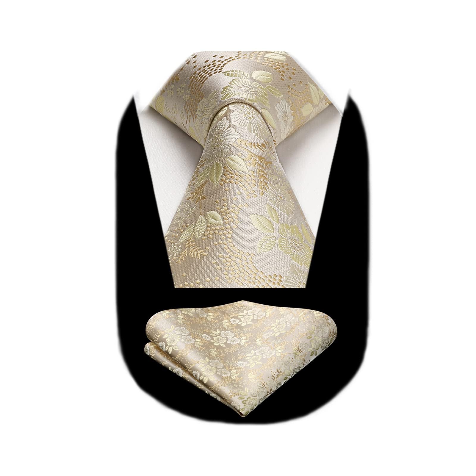 HISDERN Men's Ties Solid Colour Elegant Business Tie Wedding and Handkerchief Se