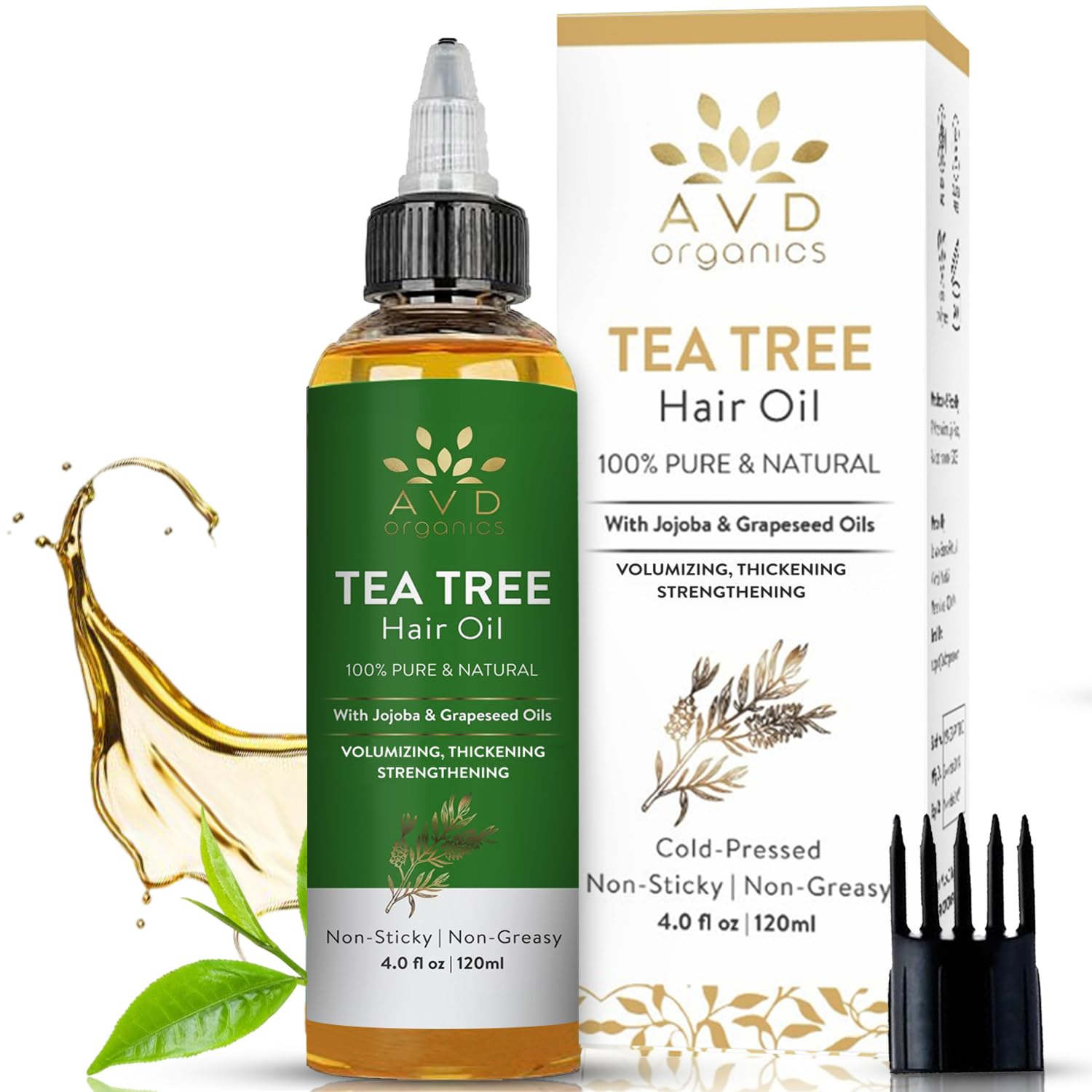 AVD Organics Tea Tree Oil for Hair | 120 ML 100% Pure and Natural Tea Tree Hair 