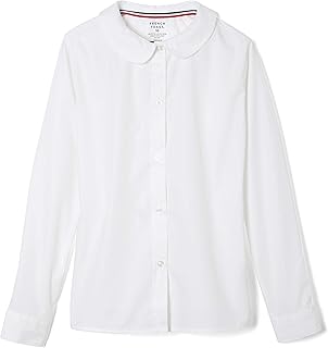 French Toast Girls' Long Sleeve Woven Shirt with Peter Pan Collar