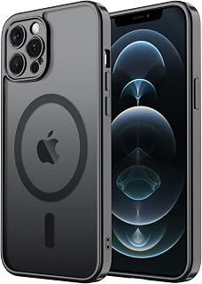 for iPhone 12 Pro Case[Compatible with MagSafe][Camera Protection][Military Grade Drop Protection] Slim Translucent Matte Frosted Phone Cover,Black