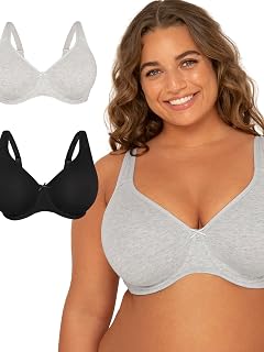 Fruit of The Loom Fit for Me Collection: Plus-Size Unlined Underwire Bra-Cotton Comfort & Pinch-Free Straps Women's Full Coverage Bra (Pack of 1)