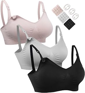 HOFISH 3Pack Seamless Maternity Nursing Bras, Breastfeeding Full Coverage