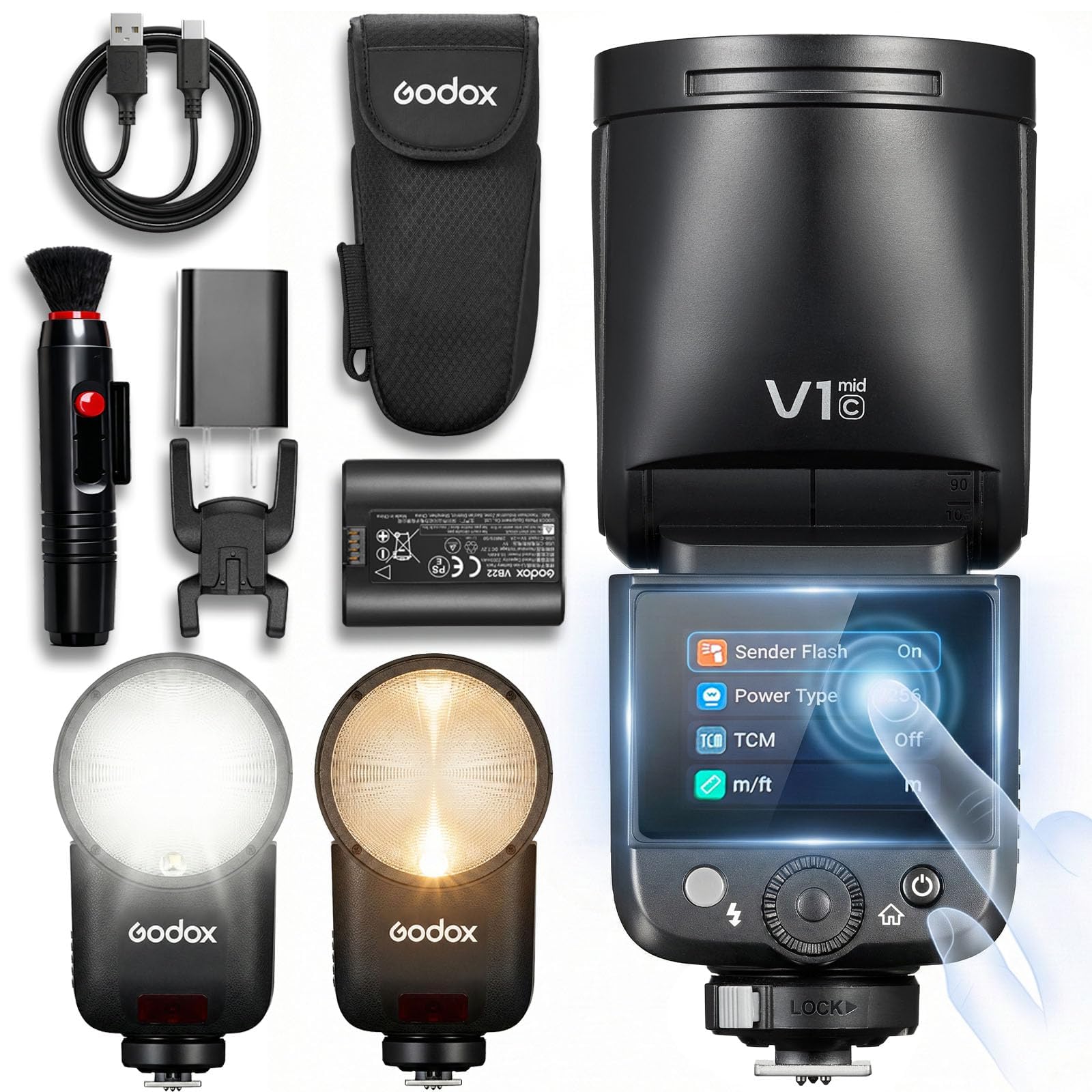 Godox V1 MID C for Canon 55W TTL Round Head Camera Flash, 1/8000s HSS | For wedd