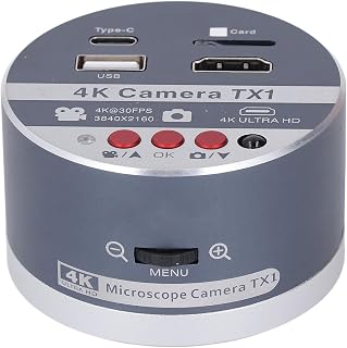 4K Compact Microscope Camera with 8X Magnification, CS Lens Mount, HD Video Output, Button and Remote Control for Microscopy (US