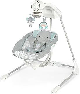 Ingenuity InLighten 5-Speed Baby Swing for Infant, Newborn to 9 Months, Van | 180 Rotation &amp; Swings 3 Ways, Lightup Mobile Projects Light Show, 3 Timer Modes, 20 Soothing Melodies, Max Weight 20 lbs