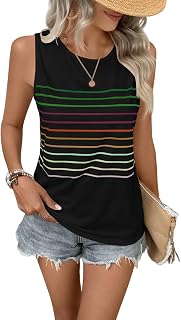 EyMuse Tank Tops for Women Summer Striped Sleeveless Tshirts Casual Clothes